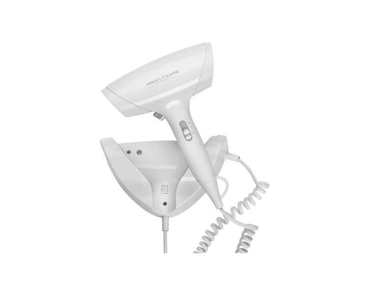 ProfiCare PC-HT 3044 Compact Hair Dryer with Wall Mount Extra Long Spiral Cable 1800 Watt Cool Shot 2 Power Levels Includes Mounting Material