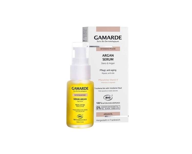 GAMARDE Bio-Cosmetics Argan Serum with Anti-Aging Effect Vitamin E and 98% Argan Oil 30ml
