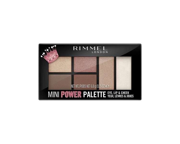 Rimmel Mini Power Palette Eyeshadow Lip Gloss Cheeks Highlighter 003 Queen 6.8g