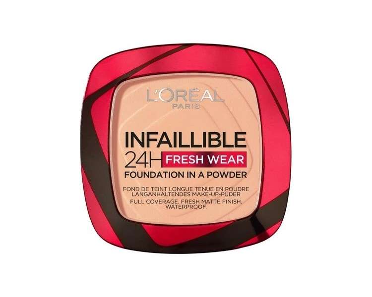 L'Oréal Paris Infallible 24H Fresh Wear Foundation in a Powder Full Coverage Longwear Weightless Smooth Finish Waterproof and Transfer-proof 9g 245 Golden Honey