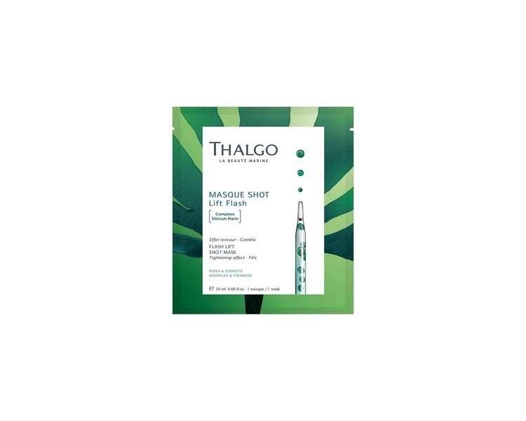 THALGO Marine Skincare Flash Lift Shot Mask Marine Silicon and Seaweed Sugar Face Mask 1 Mask 20ml 0.68 fl. oz.