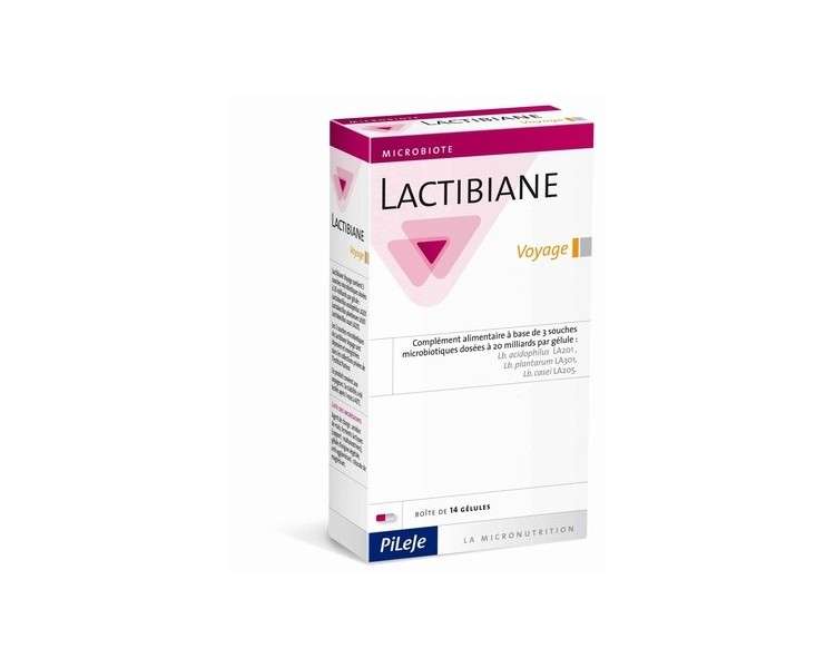 LACTIBIANE Voyage PiLeJe Probiotics for Travelers Healthy Body 14 Capsules