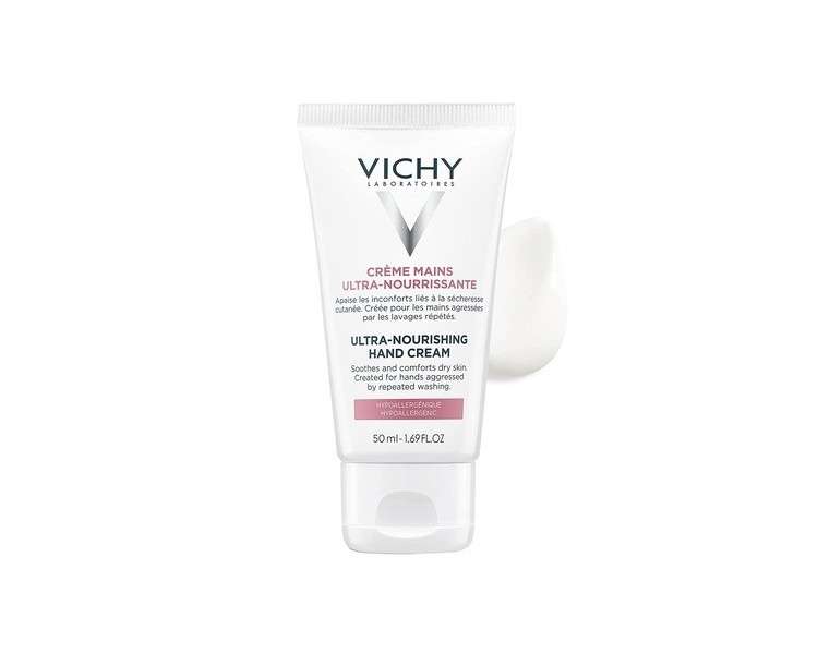 Vichy Ultra-Nourishing Hand Cream for Dry Hands with Shea Butter 1.69 Fl Oz