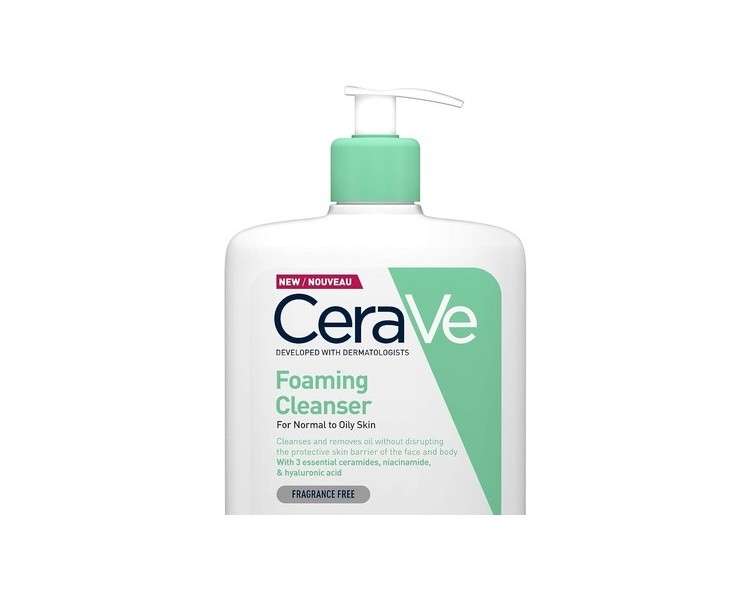 CeraVe Foaming Cleanser for Normal to Oily Skin 1 Litre with Niacinamide and 3 Essential Ceramides Unscented