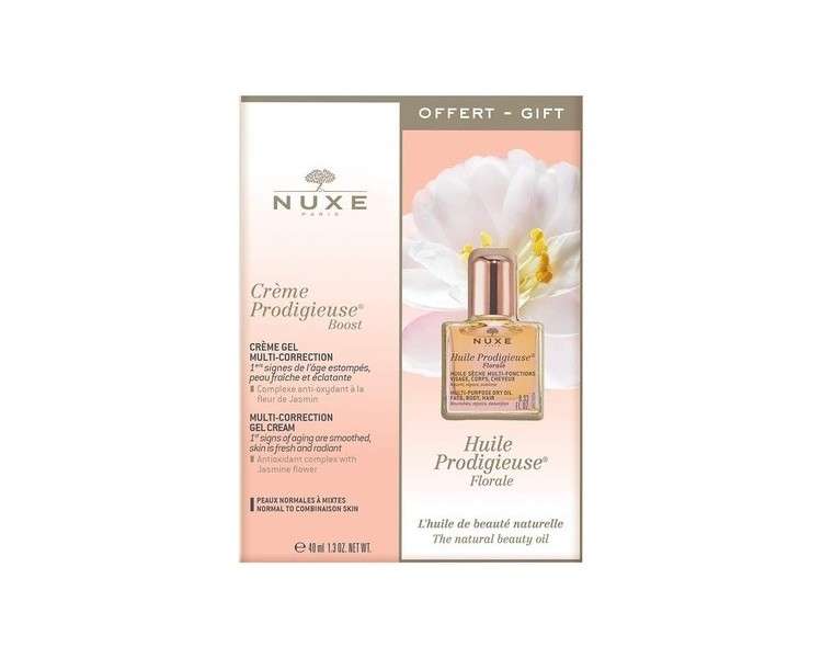 Nuxe Creme Prodigieuse Gift Set 40ml Boost Multi-Correction Gel Cream + 10ml Florale Hair & Body Oil