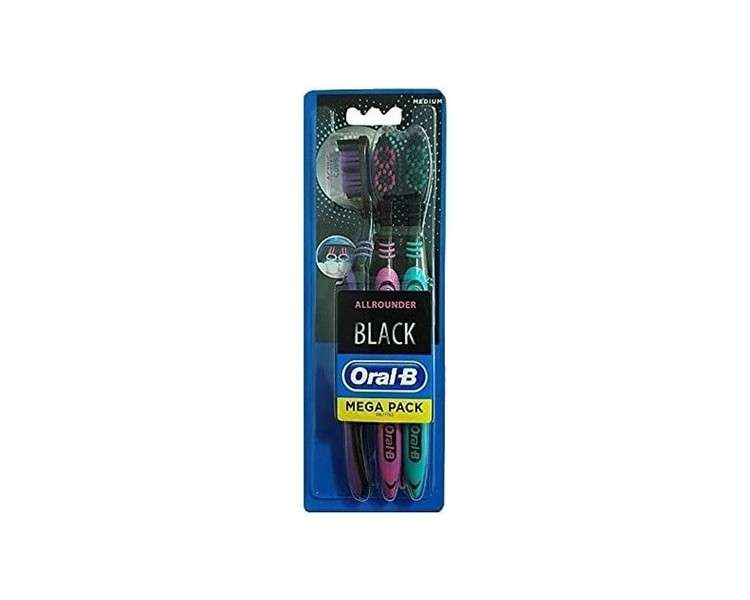 Oral-B Allrounder Black Medium Manual Toothbrushes 3 Count