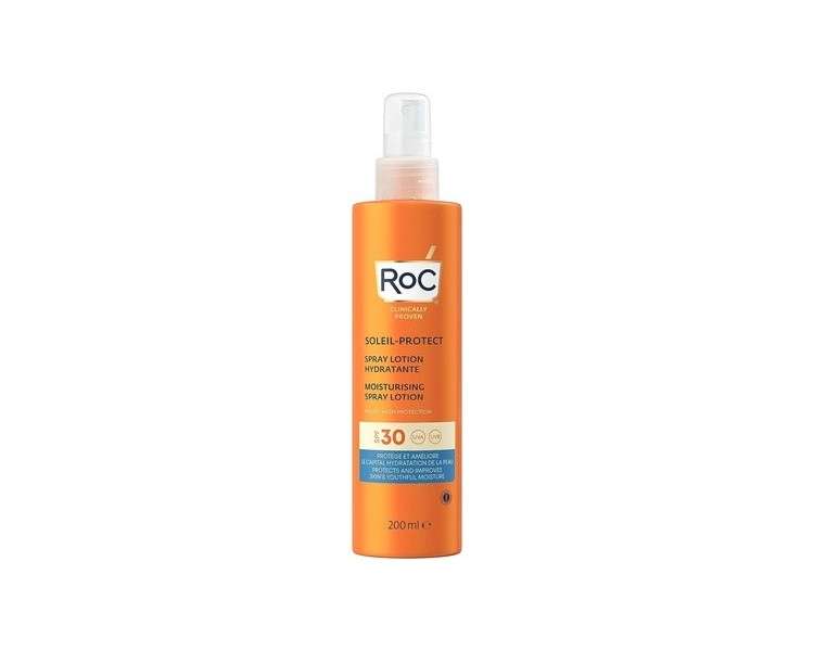 RoC Soleil-Protect Moisturizing Spray Lotion SPF 30 Non-Greasy Sunscreen High UVA/B Protection Water Resistant 200ml