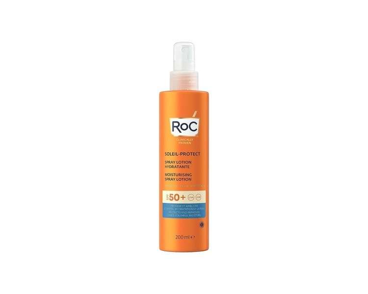 RoC Soleil-Protect Moisturizing Spray Lotion SPF 50 Non-Greasy Sunscreen High UVA/B Protection Water Resistant 200ml