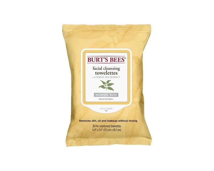 Burt's Bees Purifying Facial Towelettes with White Tea Extract for All Skin Types