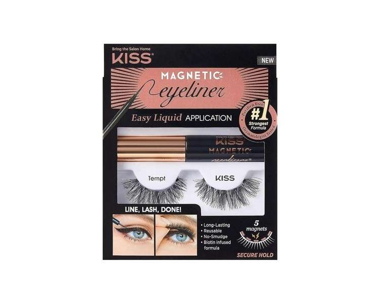 KISS Magnetic Lash Collection Eyeliner & Lash Kit 1 Pair of False Eyelashes and Magnetic Eyeliner Tempt