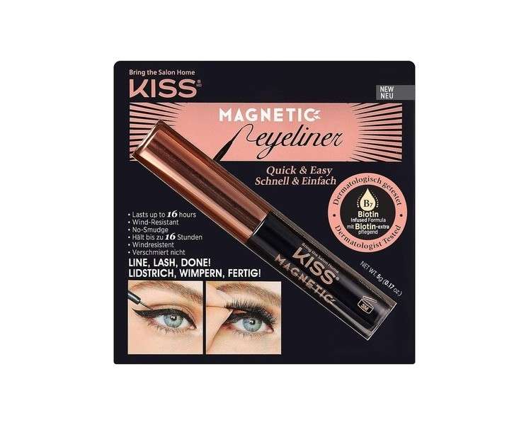 KISS Magnetic Lash Collection Magnetic Eyeliner Black Smudge Proof Biotin Infused with Precision Tip Brush