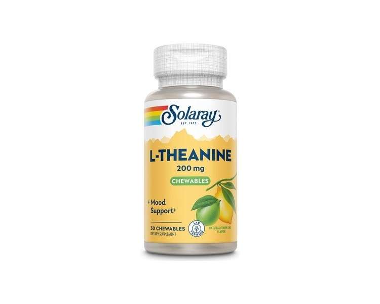 Solaray L-Theanine 200mg Healthy Mood Support and Focus Supplement with Vitamin B-6 30 Chewables