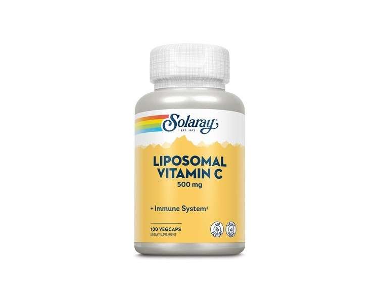 Solaray Liposomal Vitamin C 500mg Healthy Immune System Collagen Synthesis Antioxidant Support Buffered with Fatty Acids 100 VegCaps