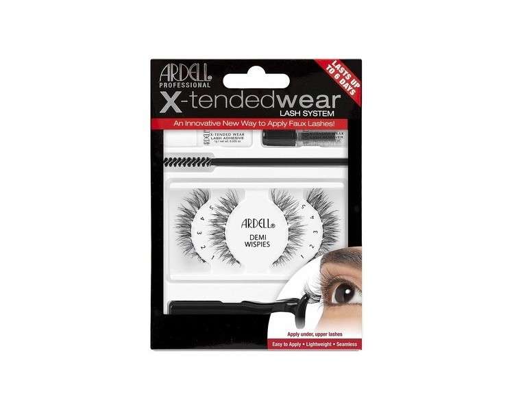 Ardell X-Tended Wear Demi Wispies Lash Cluster Kit Black - Natural, Seamless, and Customizable Lashes Lasting up to 6 Days - Vegan and Cruelty-Free