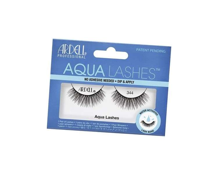 ARDELL Aqua Lashes 344 Self-Adhesive Real Hair False Eyelashes - No Glue Needed, Activated by Water - Allergy-Friendly, Vegan & Reusable