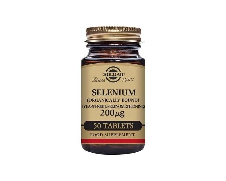 Solgar Selenium 200µg Tablets Healthy Hair and Nails Supports the Immune System Vegan and Gluten Free