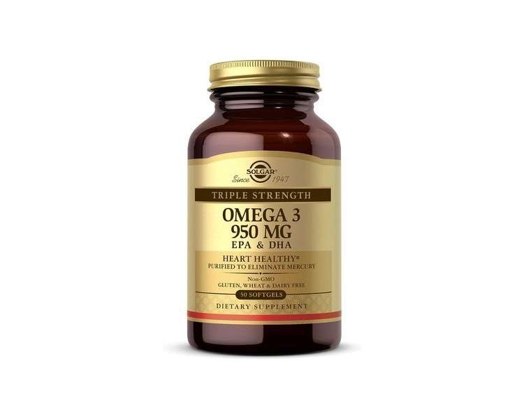 Solgar Triple Strength Omega 3 Supports Brain and Eyes Heart Health Friendly Fish Oil 50 Softgels