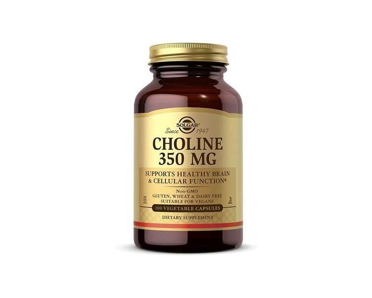 Solgar Choline 350mg Healthy Liver Function Supports Fat Metabolism 100 Vegetable Capsules