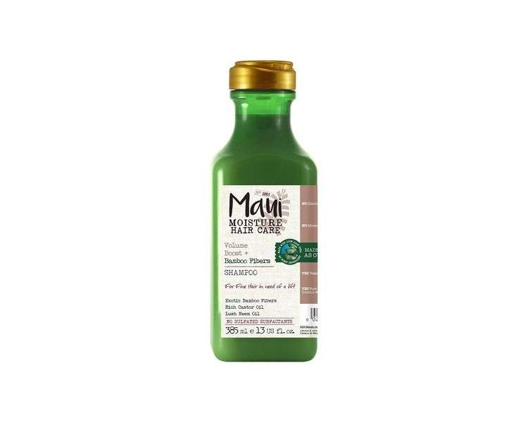 Maui Moisture Volume Boost Bamboo Fibers Shampoo 385ml with Bamboo Fibers, Castor Oil and Neem Oil - Moisturizing and Vegan Hair Care