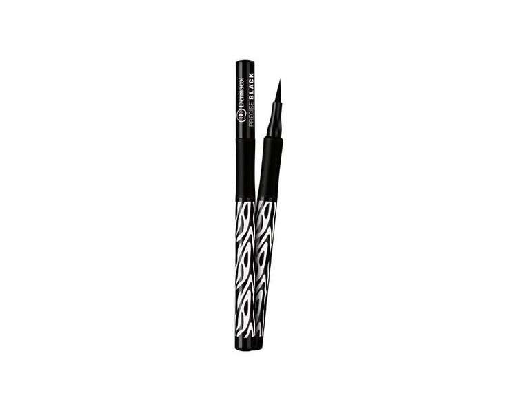 Dermacol Precise Black Eyeliner Waterproof Long-Lasting Liquid Marker - Super Thin Tip for Quick Winged Look - Perfect for Sensitive Eyes and Contact Lens Users