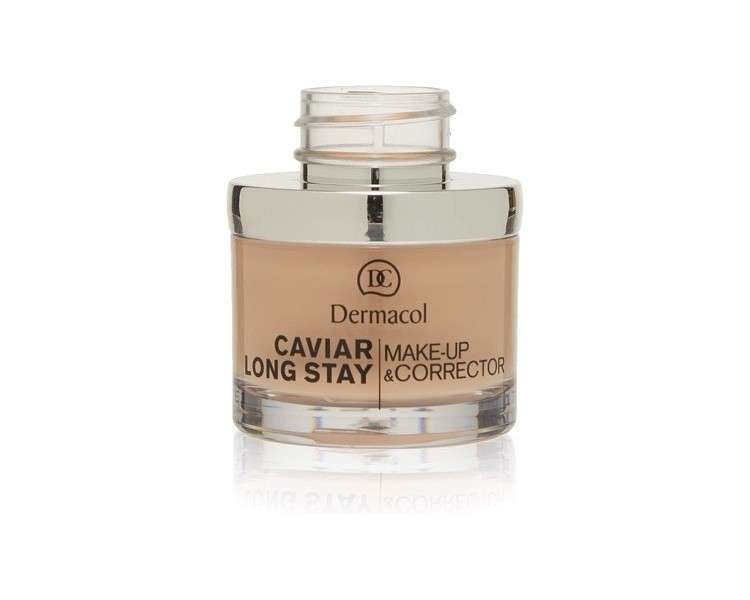 Dermacol 2-in-1 Long-Stay Foundation & Concealer with Caviar Moisturizing and Mattifying Pale