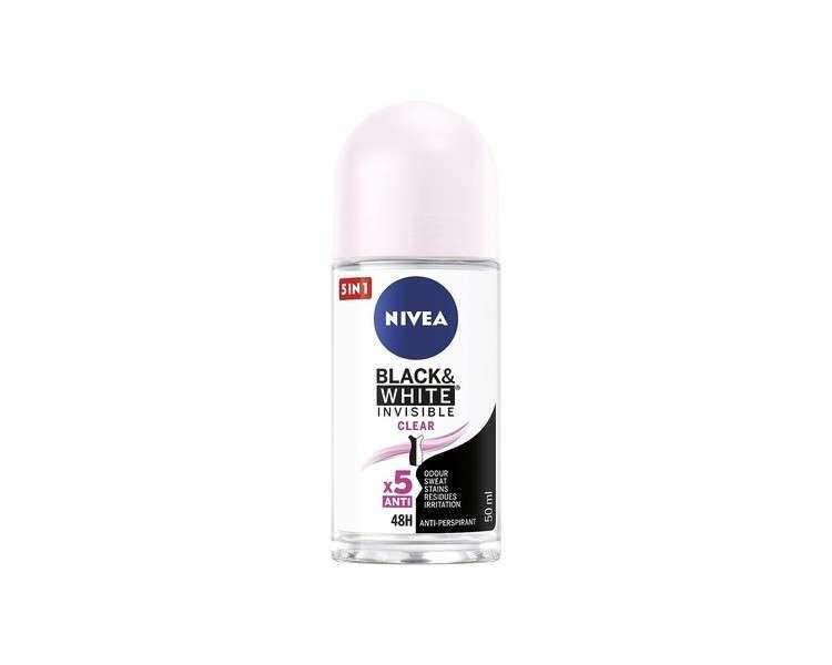 NIVEA Black&White Invisible Clear Roll-On Antiperspirant 50ml