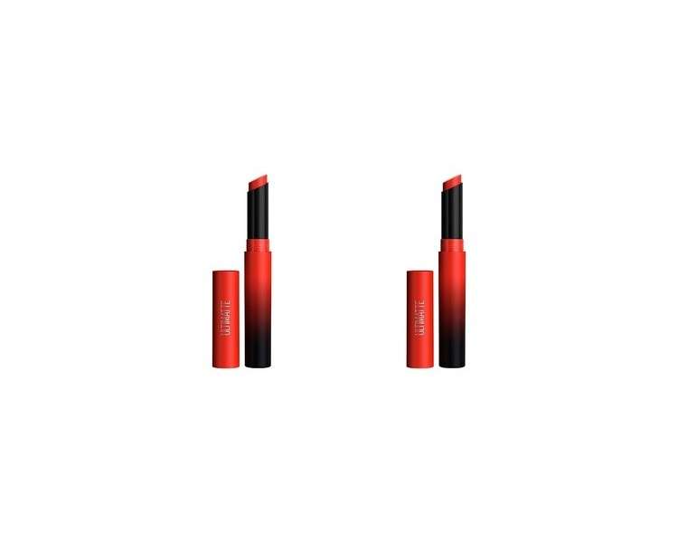 Maybelline Color Sensational Ultimatte Matte Lipstick Non-Drying Intense Color Pigment 299 More Scarlet 0.04 Ounce