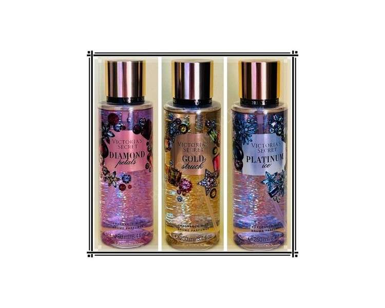 Victoria's Secret Gold Struck Diamond Petals Platinum Ice Body Mist 8.4 oz