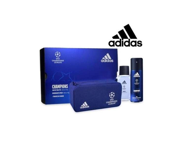 Adidas Champions League Eau de Toilette for Men 50ml with Deodorant 150ml and Pouch