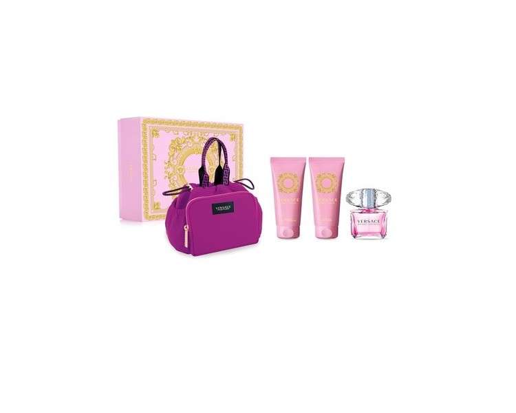 Versace Bright Crystal Eau de Toilette 4 Piece Women Gift Set with Bag