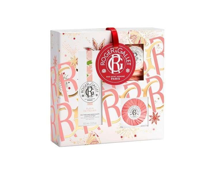 Roger & Gallet Fig Blossom Gift Set 3.3 fl oz Spray 1.7 oz Soap Bath Tablets