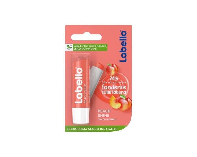 Labello Peach Shine Moisturizing Colored Lip Balm with Sweet Peach Flavor