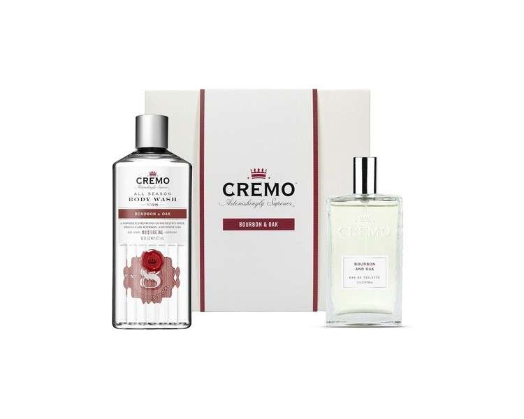 Cremo Bourbon & Oak Gift Set for Men - Eau de Toilette 100ml + Body Wash 473ml