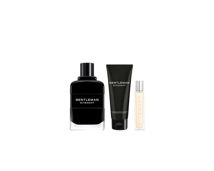 Givenchy Gentleman Gift Set for Men 3.4oz Eau De Parfum Spray + 2.5oz Shower Gel + 0.42oz Eau De Parfum Travel Spray