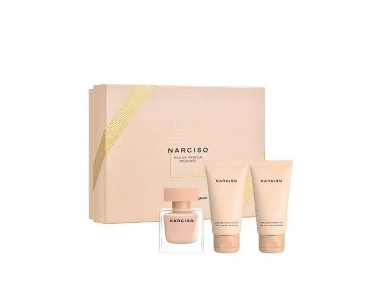 Narciso Rodriguez Poudree 3-Piece Gift Set EDP Spray Lotion Shower Gel