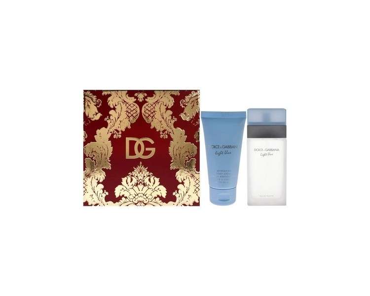 Dolce & Gabbana Light Blue for Women 2 Pc Gift Set 3.3oz EDT Spray 1.7oz Body Cream Fresh 5.0 Ounce