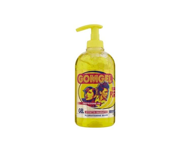 Gomgel Hair Gel Strong Hold with Dispenser Wet Look Vitamin B5-pp UV Protection 500ml