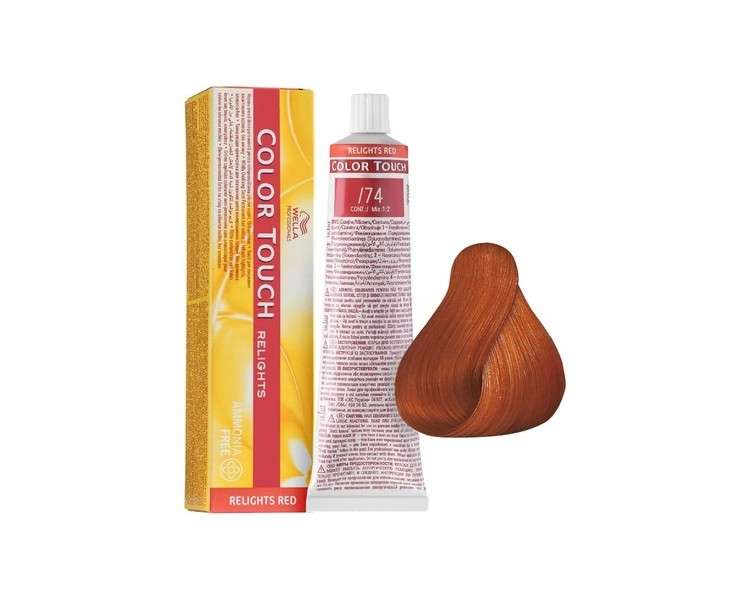 Wella Color Touch Relights Brunette Copper 74 Red Hair Dye Ammonia-Free 60ml