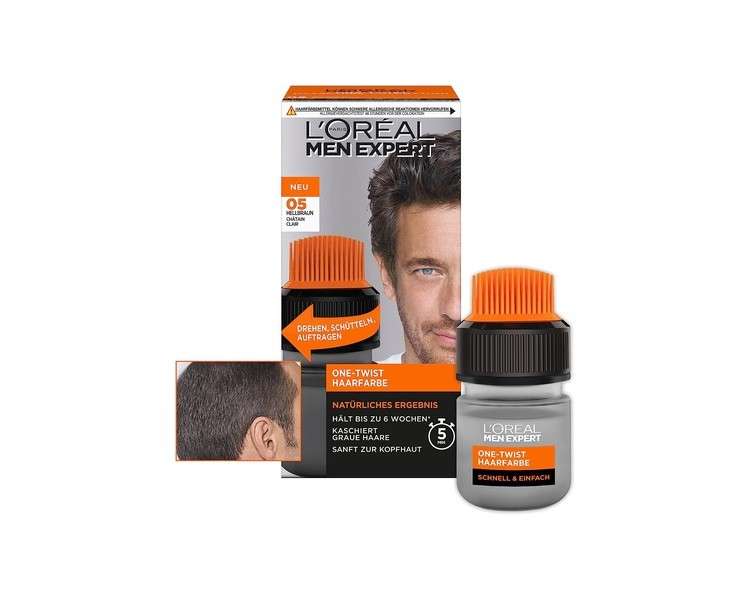 L'Oréal Men Expert Hair Color for Men 100% Gray Coverage and 6 Weeks Hold No.5 Light Brown