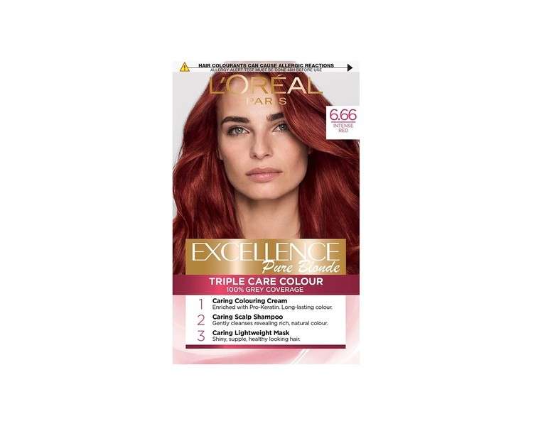 L'Oreal Paris Excellence Crème Permanent Hair Dye Intense Red 6.66