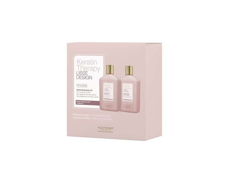 Alfaparf Milano Keratin Therapy Lisse Design Vitalizing Kit Sulfate Free Shampoo and Conditioner 8.45 Fl Oz Each