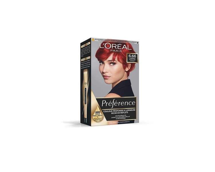 L'Oreal Preference Infinia Colour Extender 6.66 Pure Scarlet - Very Intense Red Hair Dye