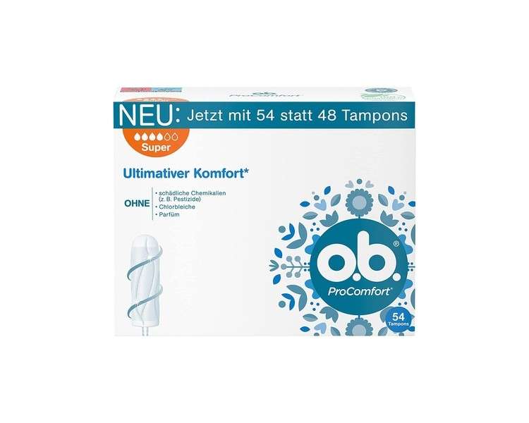 o.b. ProComfort Super Tampons with Dynamic Fit Technology and SilkTouch Surface 54 Pieces