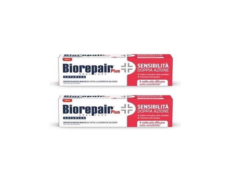 Biorepair Plus Advanced Sensitivity Double Action Toothpaste 75ml 2.5fl.oz - Pack of 2