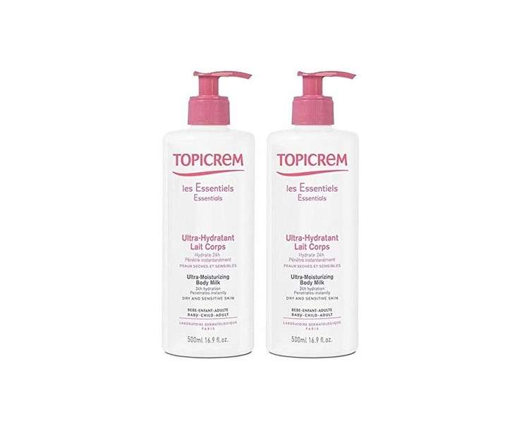 Topicrem Ultra-Moisturizing Body Milk 500ml - Pack of 2