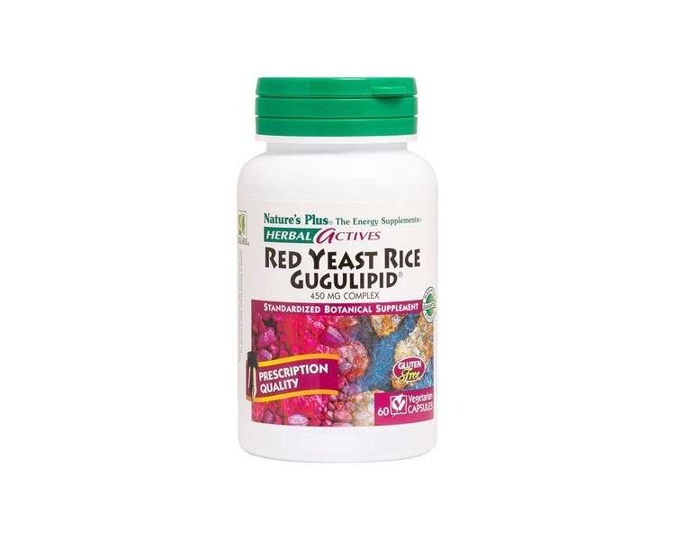 NaturesPlus Red Yeast Rice Gugulipid Complex Herbal Supplement 60 Vegan Capsules 450mg