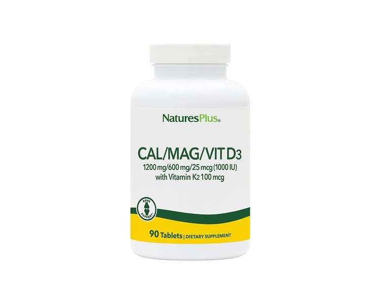 NaturesPlus Cal/Mag/VIT D3 with Vitamin K2 Bone Health Supplement 90 Tablets