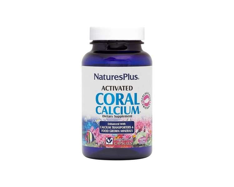 NaturesPlus Activated Coral Calcium Natural Calcium Supplement with Magnesium & Vitamins 90 Vegetarian Capsules