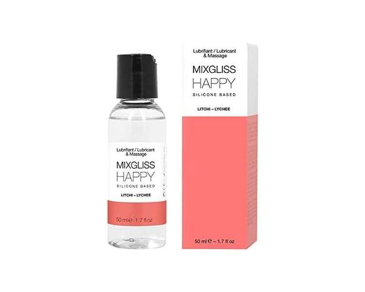 MIXGLISS HAPPY Premium 2-in-1 Silicone-Based Massage Oil and Lubricant 50ml Lychee