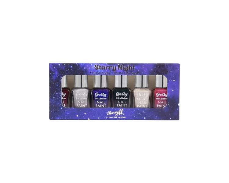 Barry M Nail Paint Gift Set 6 Metallic Gelly Hi Shine Nail Paints Starry Night